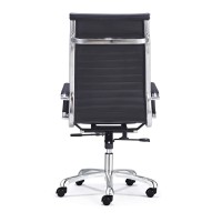 European Furniture Modern Style Office Chair, High-Back And Mid-Back Options, Adjustable Height, Aluminum Base, Pu Leather (Black, High Back)