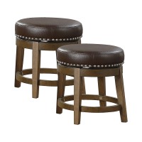 Lexicon Kenmare Set Of 2 Round Kitchen Swivel Dining Stool, 19.5-Inch Height, Brown