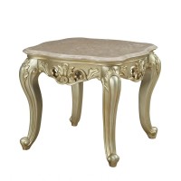 Homeroots Furniture 28 X 28 X 24 Marble Antique White Wood Poly-Resin End Table