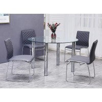 Best Master Furniture Duncan 5 Piece Round Stainless Steel Dining Set in Gray