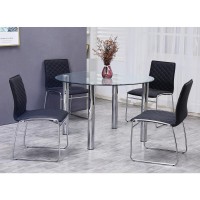 Best Master Furniture Duncan 5 Piece Round Stainless Steel Dining Set in Chrome