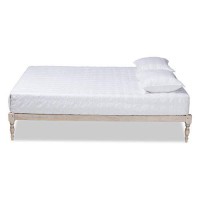 Baxton Studio Iseline Modern And Contemporary Antique White Finished Wood Full Size Platform Bed Frame