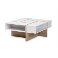 Baxton Studio Rasa Two-Tone White And Oak Finished Wood Coffee Table