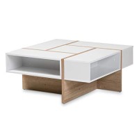 Baxton Studio Rasa Two-Tone White And Oak Finished Wood Coffee Table