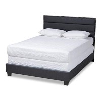 Baxton Studio Ansa Modern And Contemporary Dark Grey Fabric Upholstered Queen Size Bed