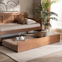 Baxton Studio Toveli Modern And Contemporary Ash Walnut Finished Twin Size Trundle Bed