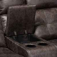 Baxton Studio Vesa Modern And Contemporary Grey Leather-Like Fabric Upholstered 6-Piece Sectional Recliner Sofa With 2 Reclining Seats