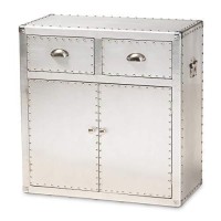 Baxton Studio Serge French Industrial Silver Metal 2-Door Accent Storage Cabinet