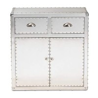 Baxton Studio Serge French Industrial Silver Metal 2-Door Accent Storage Cabinet