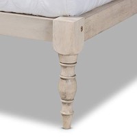 Baxton Studio Iseline Modern And Contemporary Antique White Finished Wood King Size Platform Bed Frame