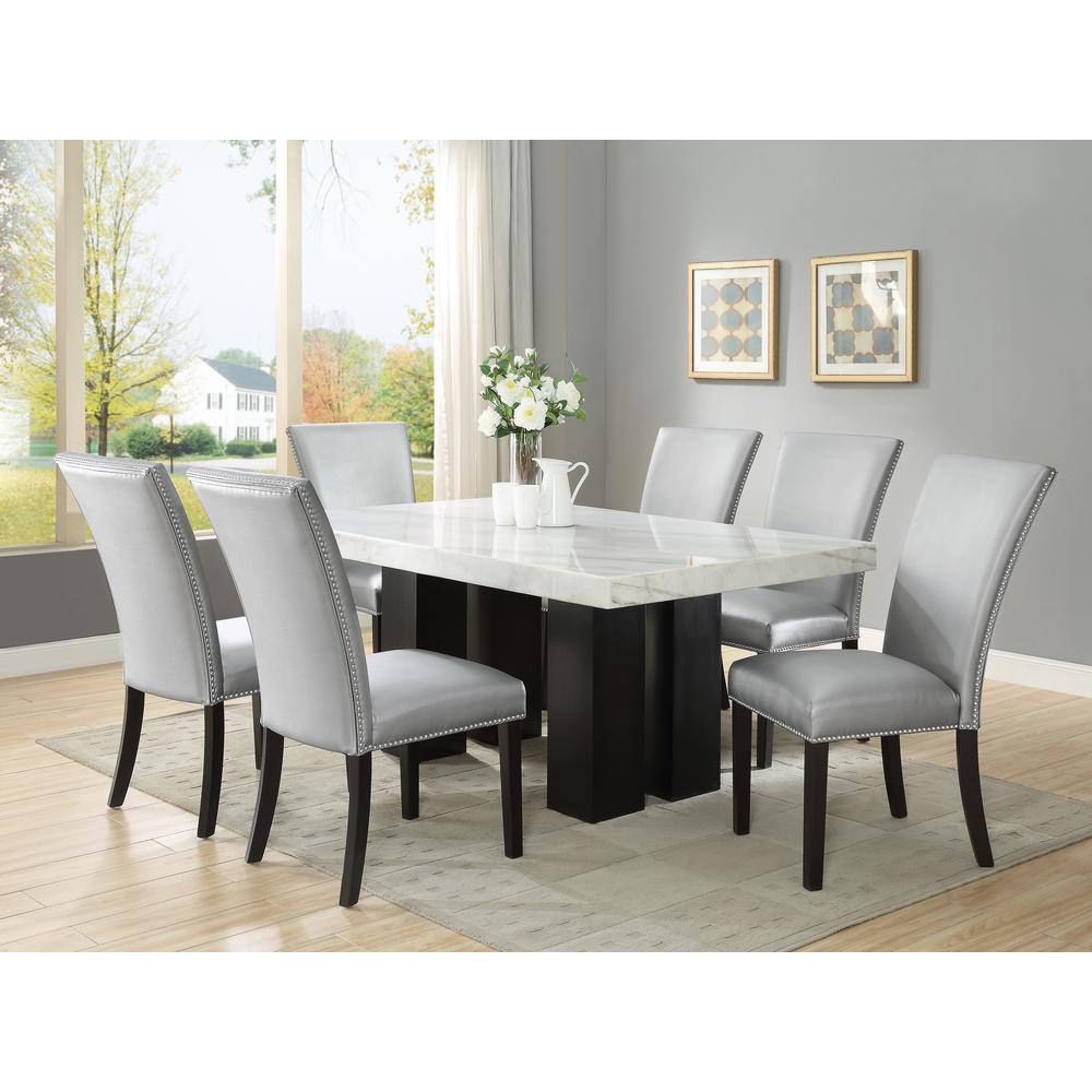 Camila Rectangle Dining Set 7pc - Silver Chairs