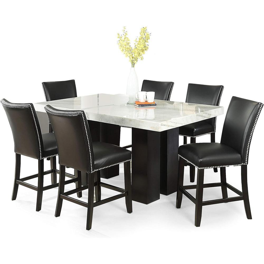 Camila Rectangle Counter Height Dining Set 7pc - Black Counter Chairs