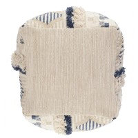 Kosas Home Zona Hand Woven 100 Cotton 18inch Pouf Ottoman Natural