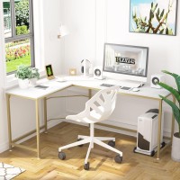 Teraves Reversible L-Shaped Desk Corner Gaming Computer Desk Office Workstation Modern Home Study Writing Wooden Table