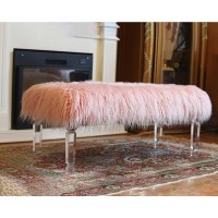 Pink Faux Fur Bench