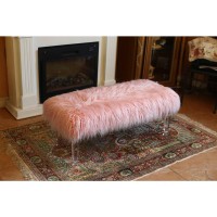 Pink Faux Fur Bench