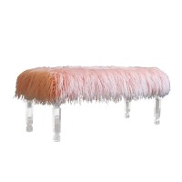 Pink Faux Fur Bench