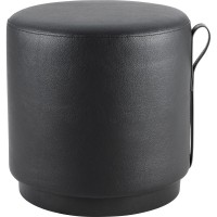 Lorell Contemporary Seating Round Foot Stool Black Polyurethane Seat 1 Each