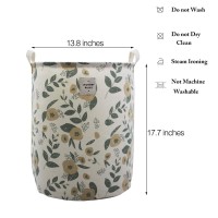 Large Fabric Storage Bins Toys Storage Basket For Baby Nursery, Kids Playroom, Home Organizer, Collapsible Laundry Basket Hamper With Floral Pattern (Green Flowers)