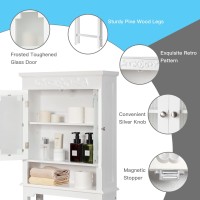 Giantex Over The Toilet Storage Cabinet W/ 2 Doors & Open Shelf, Freestanding Bathroom Rack W/Adjustable Middle Shelf & Bottom Bar, Wooden Over The Toilet Storage Organizer (Vintage)