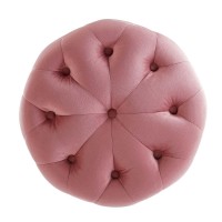 Amour Tufted Button Round Performance Velvet Ottoman