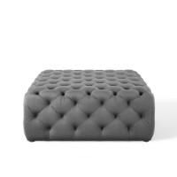 Amour Tufted Button Large Square Performance Velvet Ottoman