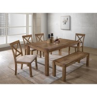 Best Master Furniture Janet 6 Piece Transitional Wood Dining Set in Driftwood