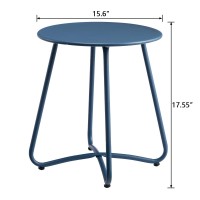 Hollyhome Small Round Patio Metal Side Snack Table Accent Antirust Steel Coffee Table For Garden Modern Weatherproof Outdoor