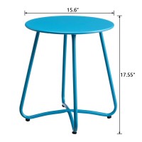 Hollyhome Small Round Patio Metal Side Snack Table, Accent Anti-Rust Steel Coffee Table For Garden, Modern Weatherproof Outdoor End Table, (H) 17.55