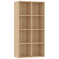 Vidaxl Book Cabinet, Sideboard Bookshelf, Wall Bookcase For Office Living Room, Decorative Standing Shelves, Modern, Sonoma Oak Engineered Wood