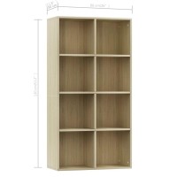 Vidaxl Book Cabinet, Sideboard Bookshelf, Wall Bookcase For Office Living Room, Decorative Standing Shelves, Modern, Sonoma Oak Engineered Wood