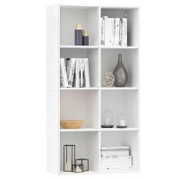 Vidaxl Book Cabinet, Sideboard Bookshelf, Wall Bookcase For Office Living Room, Decorative Standing Shelf, Modern Style, White Engineered Wood