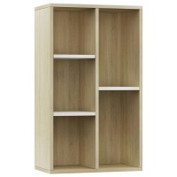 Vidaxl Book Cabinet, Sideboard Bookshelf, Wall Bookshelf For Living Room, Decorative Standing Shelves, Modern, White And Sonoma Oak Engineered Wood