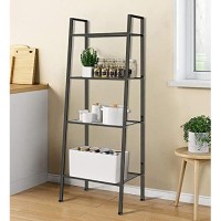 Willingheart Ladder Shelf 4-Tier Bookshelf Plant Flower Stand Storage Rack Industrial Organizer Modern Shelves Shelving Bookcase Iron Stable Metal Frame Furniture Home For Living Room Kitchen Office