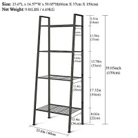 Willingheart Ladder Shelf 4-Tier Bookshelf Plant Flower Stand Storage Rack Industrial Organizer Modern Shelves Shelving Bookcase Iron Stable Metal Frame Furniture Home For Living Room Kitchen Office