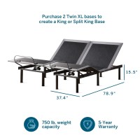 Lucid L150 Adjustable Base Bed Frame With Head And Foot Incline Wireless Remote Control Premium Quiet Motor Twin Xl Size