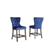 Upholstered Cpunter Height Chair set of 2 in Black Velvet