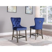 Upholstered Cpunter Height Chair set of 2 in Black Velvet