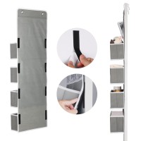 Univivi Door Hanging Organizer Nursery Closet Cabinet Baby Storage With 4 Large Pockets And 3 Small Pvc Pockets For Cosmetics, Toys And Sundries (Grey)