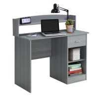Techni Mobili Modern Office Hutch Writing Desk, Grey