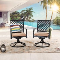 Lokatse Home Outdoor Patio Dinning Swivel Chairs Rocker Set Of 2 Metal For Garden Backyard Furniture, 2, Beige