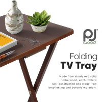 Pj Wood Multifunctional Rectangular Folding Solid Wood Tv Tray Portable Living Room Snack Table Home Furniture Piece Set Of 2