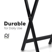 Pj Wood Fully Assembled Small Lightweight Adjustable And Portable Tv Tray Table With Collapsible Storage Rack Black 2 Pack