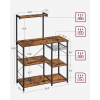 Vasagle Baker'S Rack, Microwave Stand With Wire Basket, 6 Hooks, And Shelves, For Spices, Pots, And Pans, Rustic Brown And Black Ukks35X