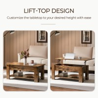 Yaheetech Vintage Coffee Table Lift Top Coffee Table With Large Hidden Storage Shelf Lift Tabletop Dining Table For Living Roo