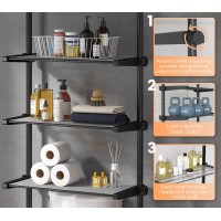 Allzone Bathroom Organizer, Over The Toilet Storage, 4-Tier Adjustable Shelves For Small Room, Saver Space, 92 To 116 Inch Tall, Black