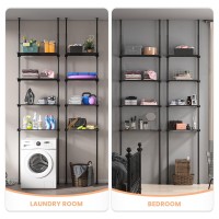 Allzone Bathroom Organizer, Over The Toilet Storage, 4-Tier Adjustable Shelves For Small Room, Saver Space, 92 To 116 Inch Tall, Black