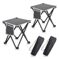 Triple Tree 2 Pack Camping Stool, Grey, 13.8 Inch Portable Folding Stool For Outdoor Walking Hiking Fishing 400 Lbs Capacity With Carry Bag