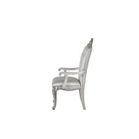 Benjara, Cream And White Wooden Arm Chairs With Button Tufting, Set Of Two