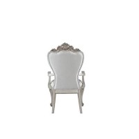 Benjara, Cream And White Wooden Arm Chairs With Button Tufting, Set Of Two